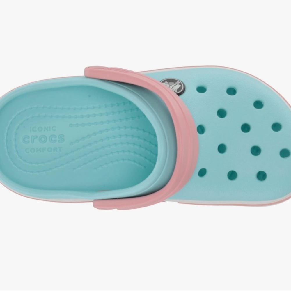 NWT CROCS Crocband Ice Blue/White/Pink. Kids Size US J1. Everyday Outdoors. - Picture 4 of 13